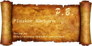 Piszkor Barbara névjegykártya